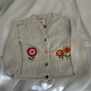 Crazy 8 Cream Knit Cardigan with Hot Pink Button